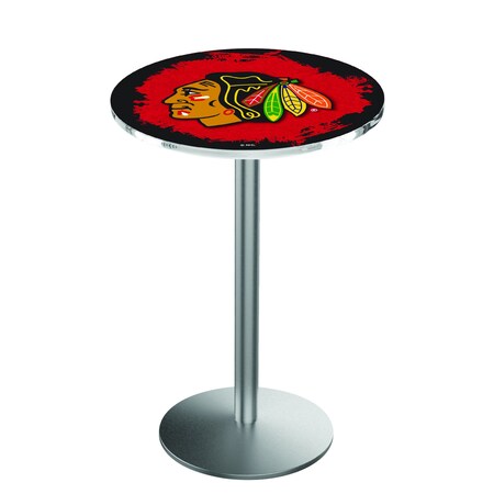 Holland Bar Stool Co 42" Stainless Steel Chicago Blackhawks Pub Table L214S4228ChiHwk-R